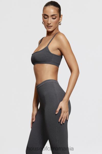 îmbrăcăminte House of CB bralette din tricot cu nervuri mischa gri închis X4F68703