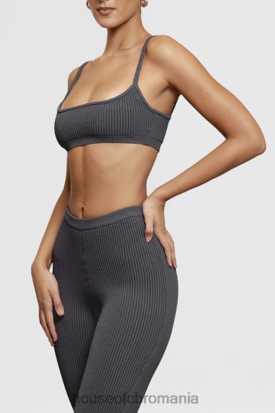 îmbrăcăminte House of CB bralette din tricot cu nervuri mischa gri închis X4F68703