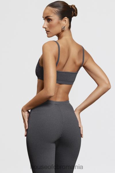 îmbrăcăminte House of CB bralette din tricot cu nervuri mischa gri închis X4F68703