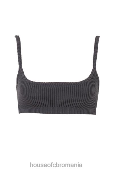 îmbrăcăminte House of CB bralette din tricot cu nervuri mischa gri închis X4F68703