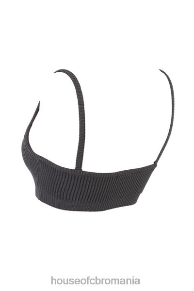 îmbrăcăminte House of CB bralette din tricot cu nervuri mischa gri închis X4F68703