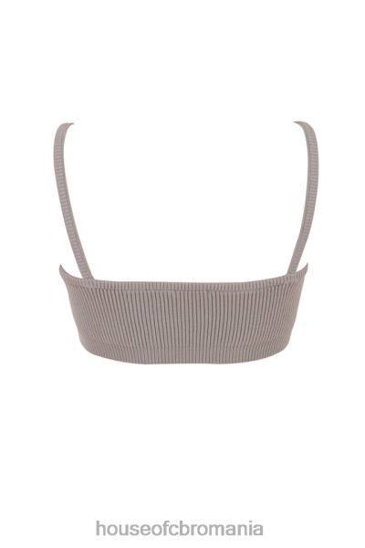 îmbrăcăminte House of CB bralette din tricot cu nervuri mischa taupe X4F68691