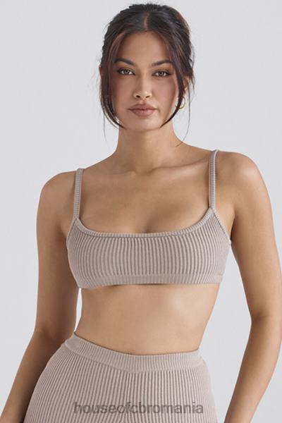 îmbrăcăminte House of CB bralette din tricot cu nervuri mischa taupe X4F68691