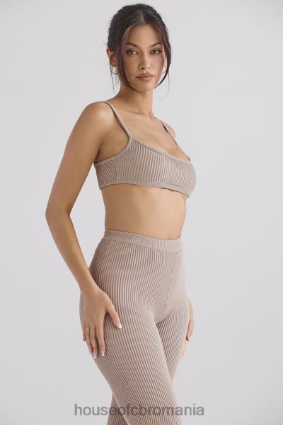îmbrăcăminte House of CB bralette din tricot cu nervuri mischa taupe X4F68691