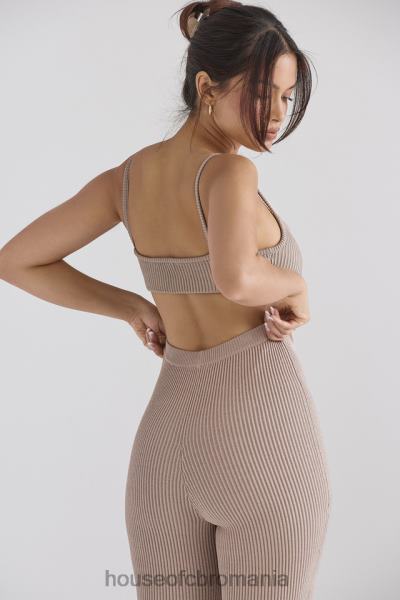 îmbrăcăminte House of CB bralette din tricot cu nervuri mischa taupe X4F68691