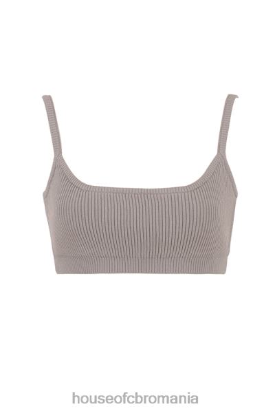 îmbrăcăminte House of CB bralette din tricot cu nervuri mischa taupe X4F68691