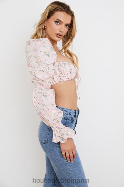 îmbrăcăminte House of CB henrietta top bralette încrețit floral roz X4F68745