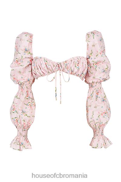 îmbrăcăminte House of CB henrietta top bralette încrețit floral roz X4F68745