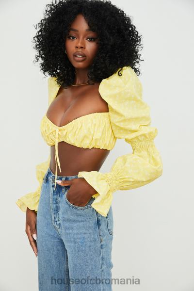 îmbrăcăminte House of CB top bralette henrietta lemon floral încrețit X4F68746