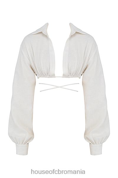 îmbrăcăminte House of CB iris de culoare albă înfășurată în jurul cămășii decupate X4F68741