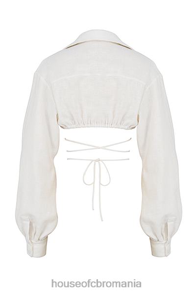 îmbrăcăminte House of CB iris de culoare albă înfășurată în jurul cămășii decupate X4F68741