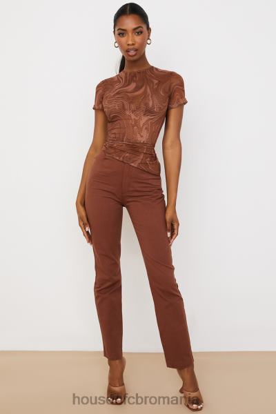 îmbrăcăminte House of CB tricou asimetric cu imprimeu vârtej de cacao claudie X4F68751