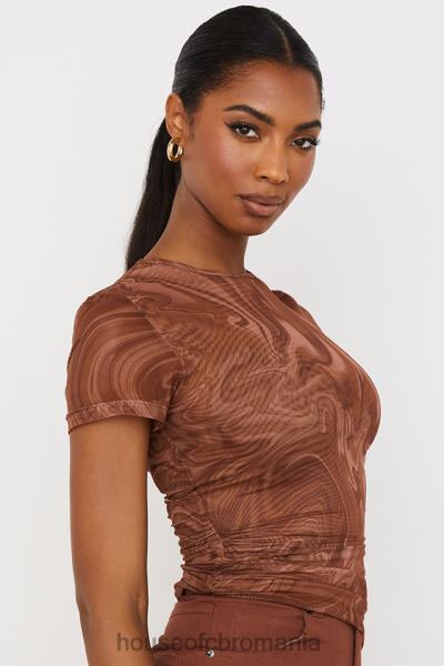 îmbrăcăminte House of CB tricou asimetric cu imprimeu vârtej de cacao claudie X4F68751