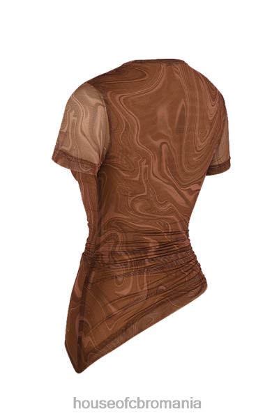 îmbrăcăminte House of CB tricou asimetric cu imprimeu vârtej de cacao claudie X4F68751