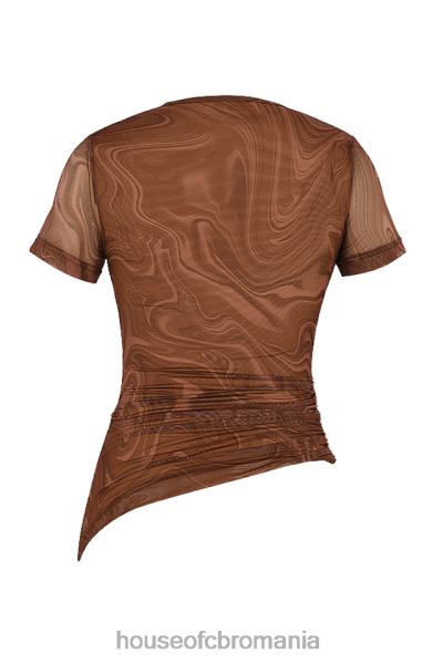 îmbrăcăminte House of CB tricou asimetric cu imprimeu vârtej de cacao claudie X4F68751