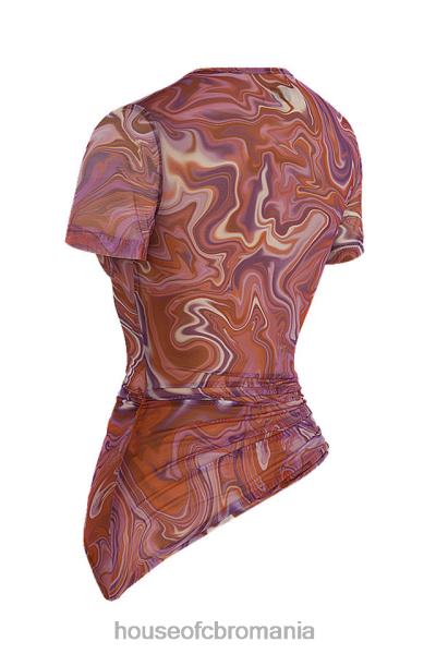 îmbrăcăminte House of CB tricou asimetric cu vârtej violet claudie X4F68750
