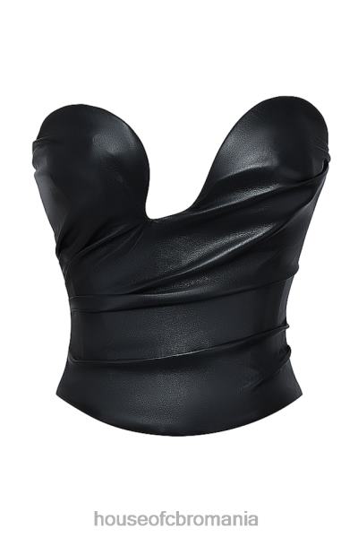 îmbrăcăminte House of CB Corset din piele vegană saffira neagră X4F684