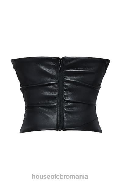 îmbrăcăminte House of CB Corset din piele vegană saffira neagră X4F684