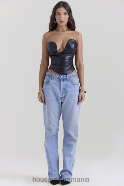 îmbrăcăminte House of CB Corset din piele vegană saffira neagră X4F684