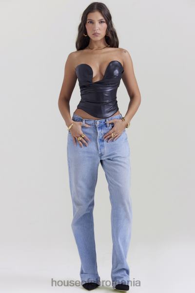 îmbrăcăminte House of CB Corset din piele vegană saffira neagră X4F684