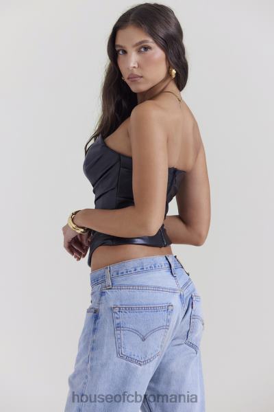 îmbrăcăminte House of CB Corset din piele vegană saffira neagră X4F684