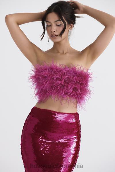 îmbrăcăminte House of CB Fenella roz fierbinte trimted bandeau X4F68698
