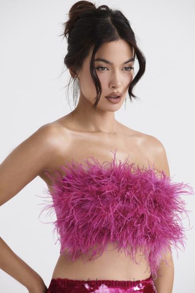 îmbrăcăminte House of CB Fenella roz fierbinte trimted bandeau X4F68698