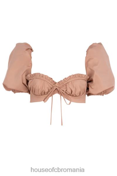 îmbrăcăminte House of CB bralet cu mâneci bufante hedy camel X4F68107