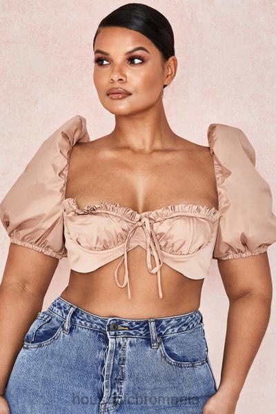 îmbrăcăminte House of CB bralet cu mâneci bufante hedy camel X4F68107