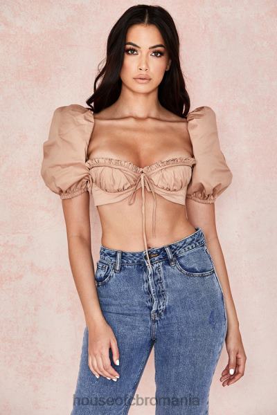 îmbrăcăminte House of CB bralet cu mâneci bufante hedy camel X4F68107