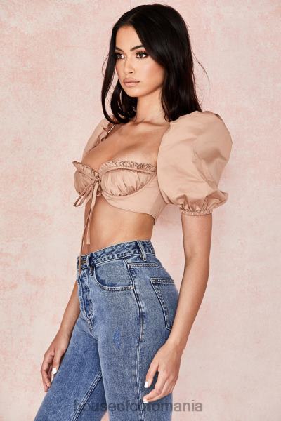 îmbrăcăminte House of CB bralet cu mâneci bufante hedy camel X4F68107