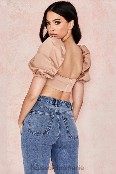 îmbrăcăminte House of CB bralet cu mâneci bufante hedy camel X4F68107