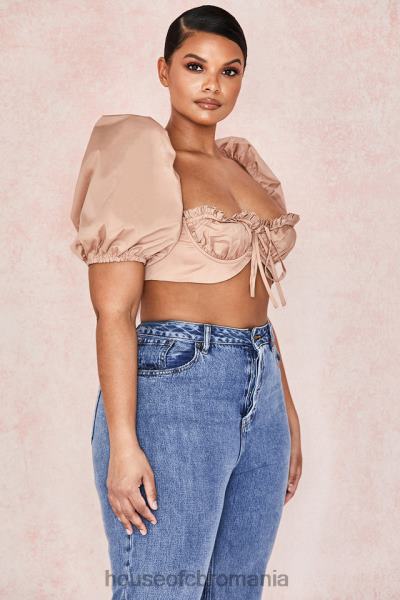 îmbrăcăminte House of CB bralet cu mâneci bufante hedy camel X4F68107