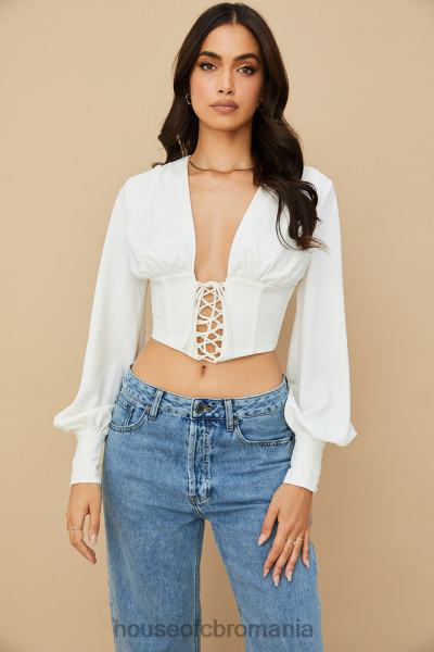 îmbrăcăminte House of CB corset alb mirabelle cu dantela X4F6882