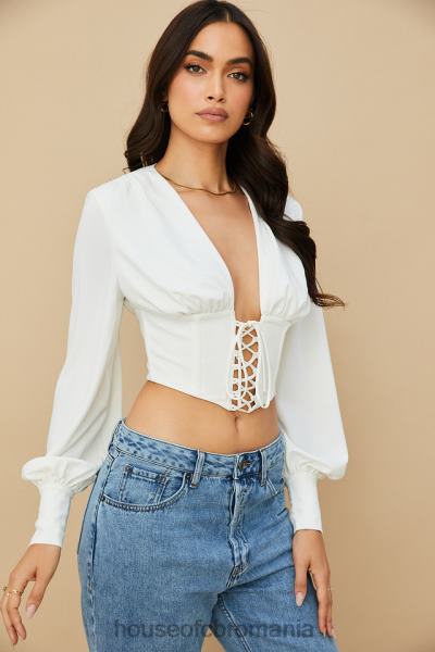 îmbrăcăminte House of CB corset alb mirabelle cu dantela X4F6882