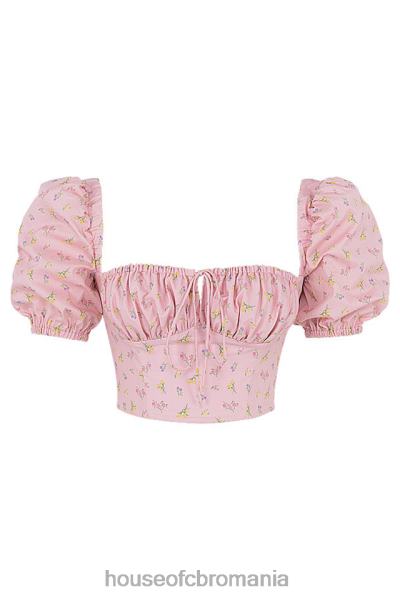 îmbrăcăminte House of CB corset arianna roz floral cu maneci bufante X4F6887