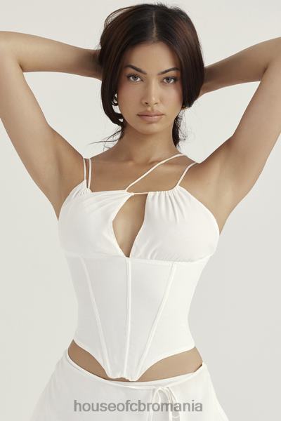 îmbrăcăminte House of CB corset cu bretele din sifon alb orla X4F6852