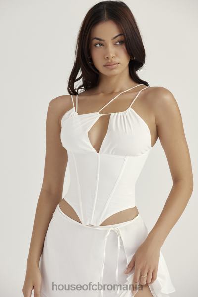 îmbrăcăminte House of CB corset cu bretele din sifon alb orla X4F6852