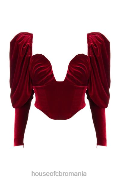 îmbrăcăminte House of CB corset cu mâneci lungi din catifea vin valerie X4F68101