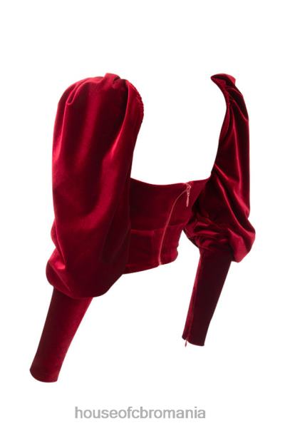 îmbrăcăminte House of CB corset cu mâneci lungi din catifea vin valerie X4F68101