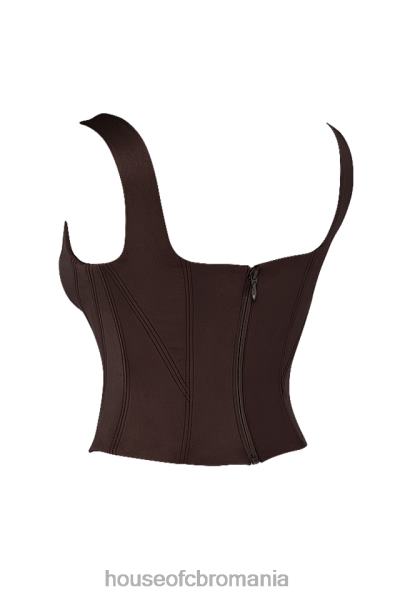 îmbrăcăminte House of CB corset cu paragate din satin ciocolata rafa X4F6861