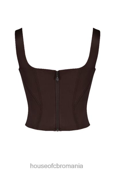 îmbrăcăminte House of CB corset cu paragate din satin ciocolata rafa X4F6861