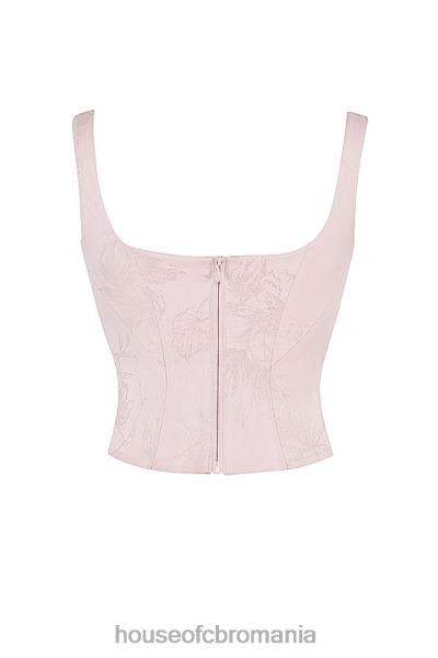îmbrăcăminte House of CB corset cu paragate din satin floral roz rafa X4F6834