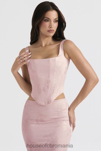 îmbrăcăminte House of CB corset cu paragate din satin floral roz rafa X4F6834