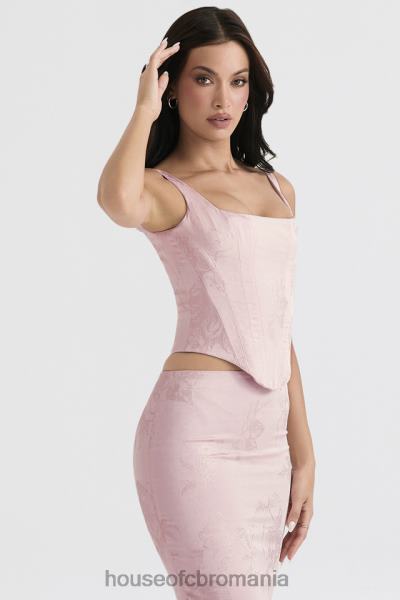 îmbrăcăminte House of CB corset cu paragate din satin floral roz rafa X4F6834