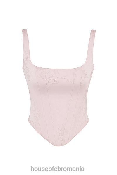 îmbrăcăminte House of CB corset cu paragate din satin floral roz rafa X4F6834