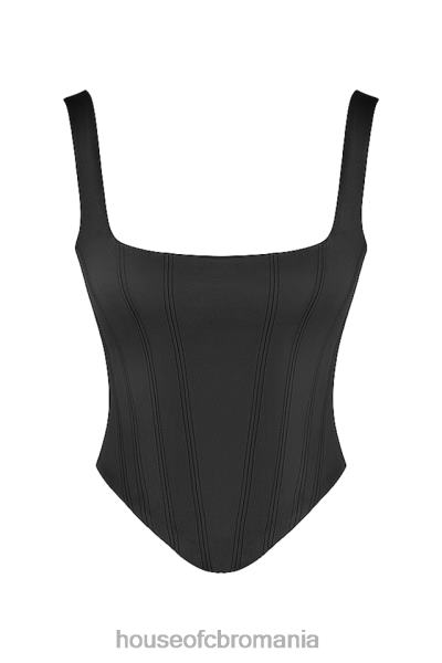 îmbrăcăminte House of CB corset cu paragate din satin negru rafa X4F6863