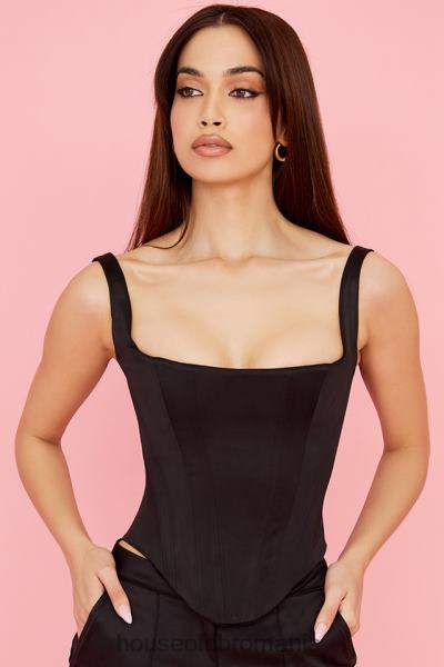 îmbrăcăminte House of CB corset cu paragate din satin negru rafa X4F6863