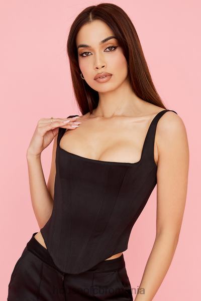 îmbrăcăminte House of CB corset cu paragate din satin negru rafa X4F6863