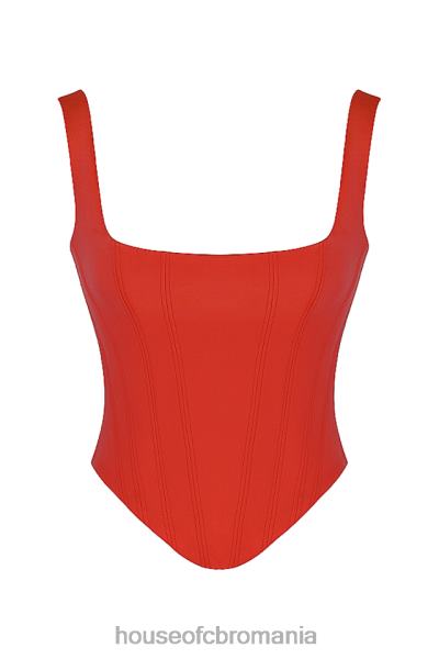 îmbrăcăminte House of CB corset cu paragate din satin stacojiu rafa X4F6862
